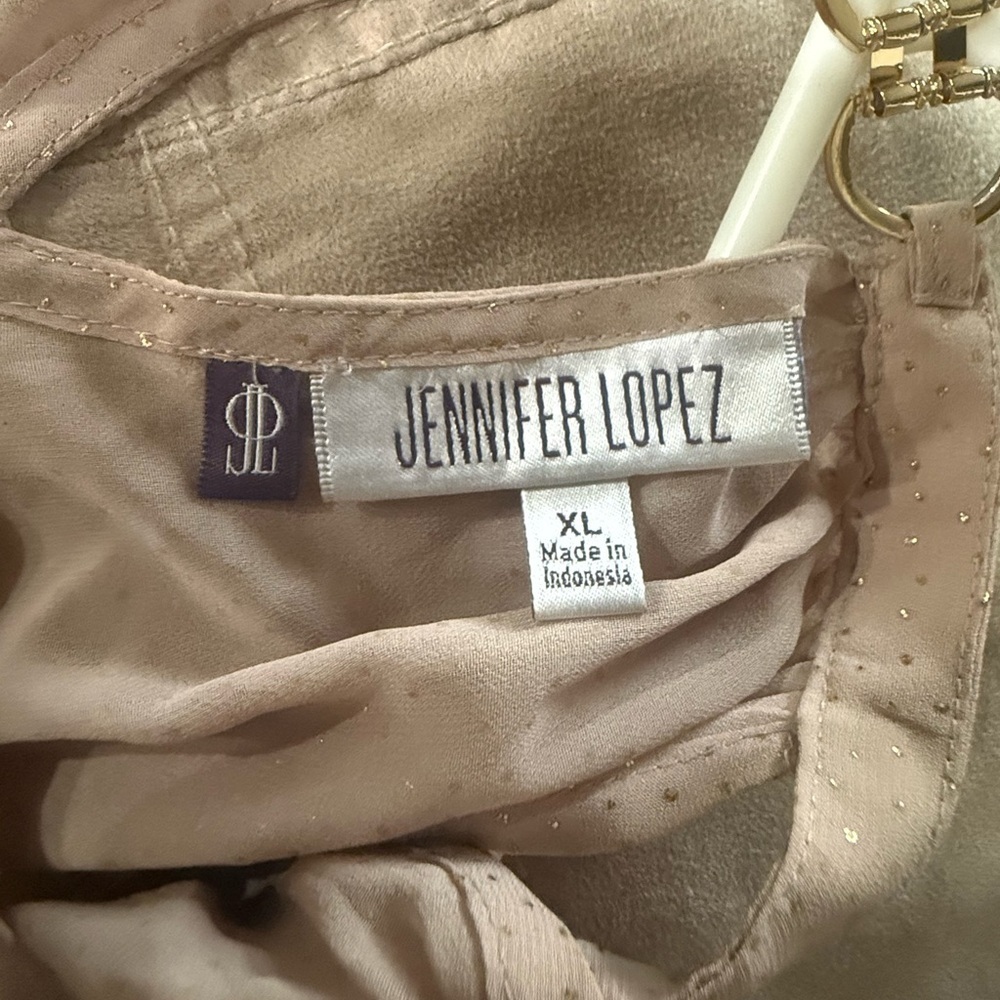 Jennifer Lopez JLOSparkling Blush Champagne Sheer Blouse Size XL - Picture 6 of 9